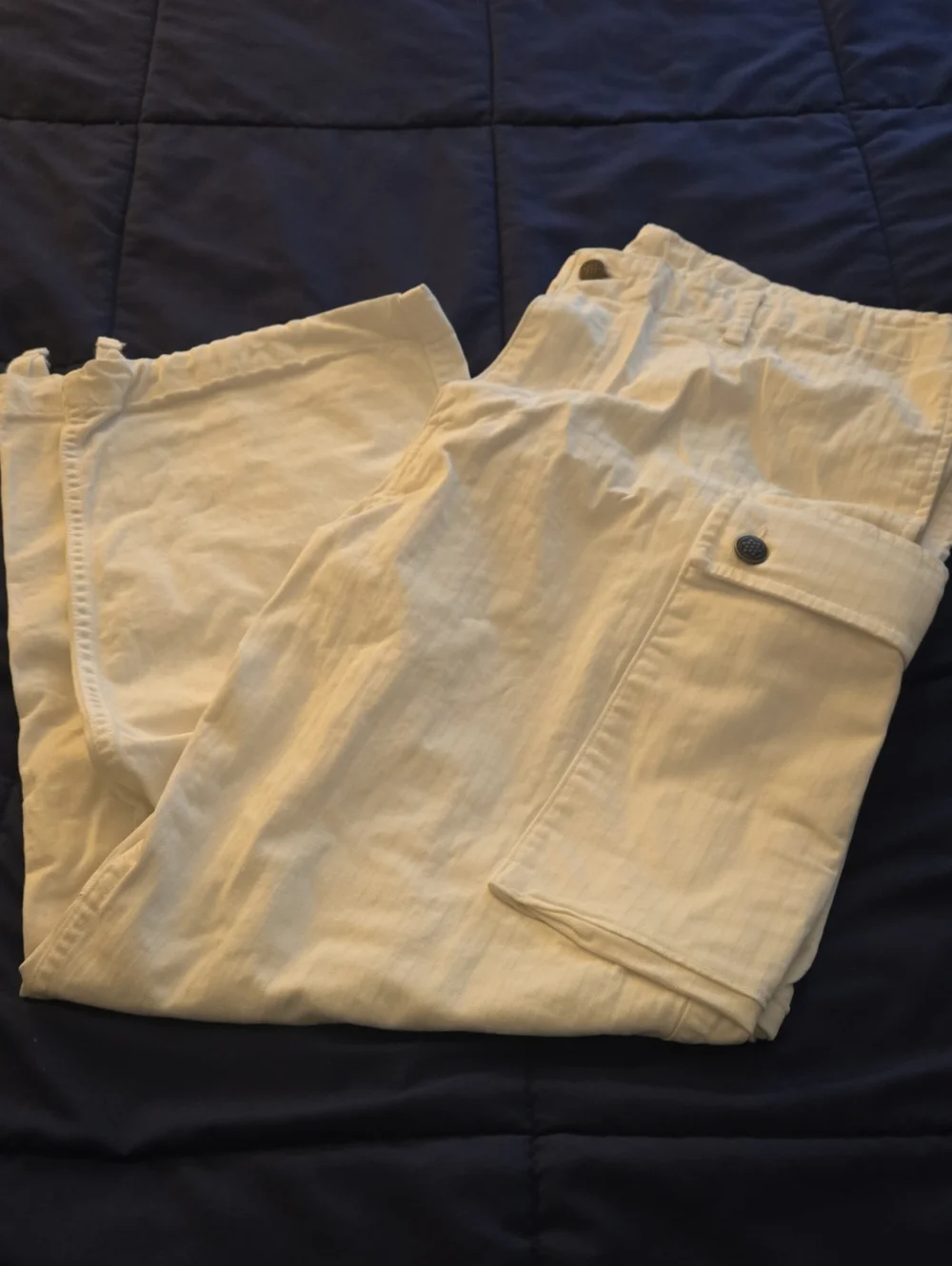 Men's White Cargo Pants - Lightweight Everyday Wear 38X30